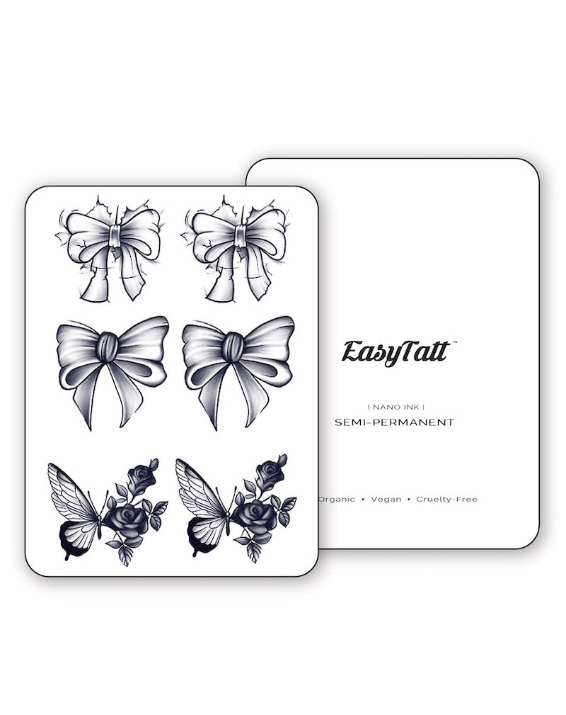 (6 Tattoos) Butterfly Ribbons - Semi-Permanent Tattoos