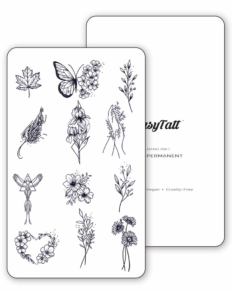 (12 Tattoos) Floral Beauty - Semi-Permanent Tattoos