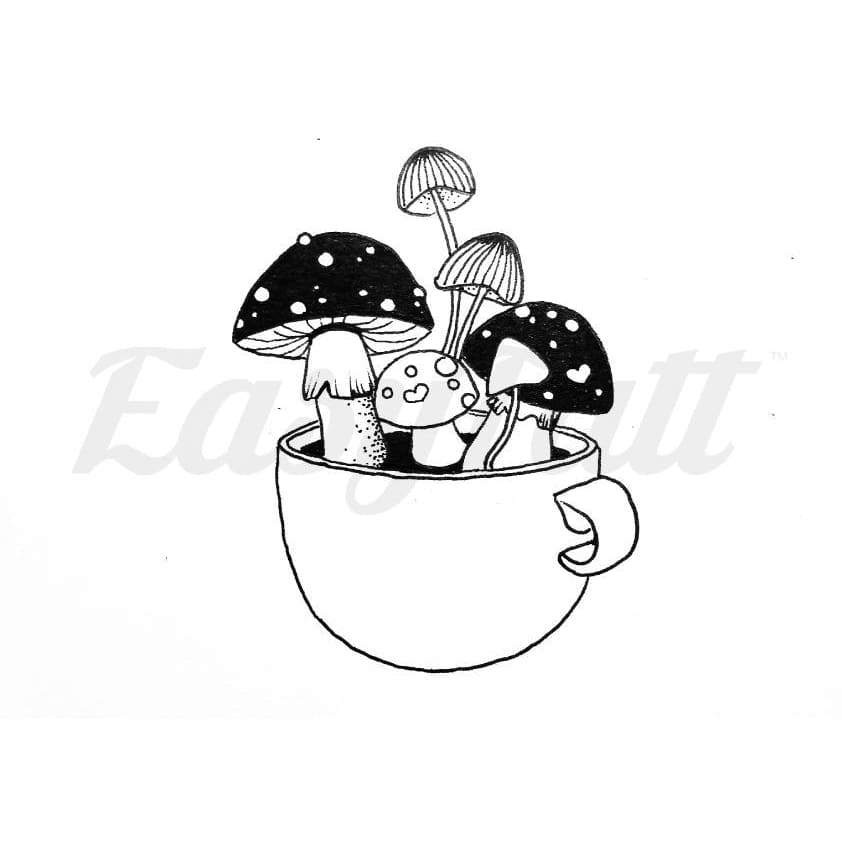 Cup of Mushrooms - By Tammy Farrell - Temporary Tattoo