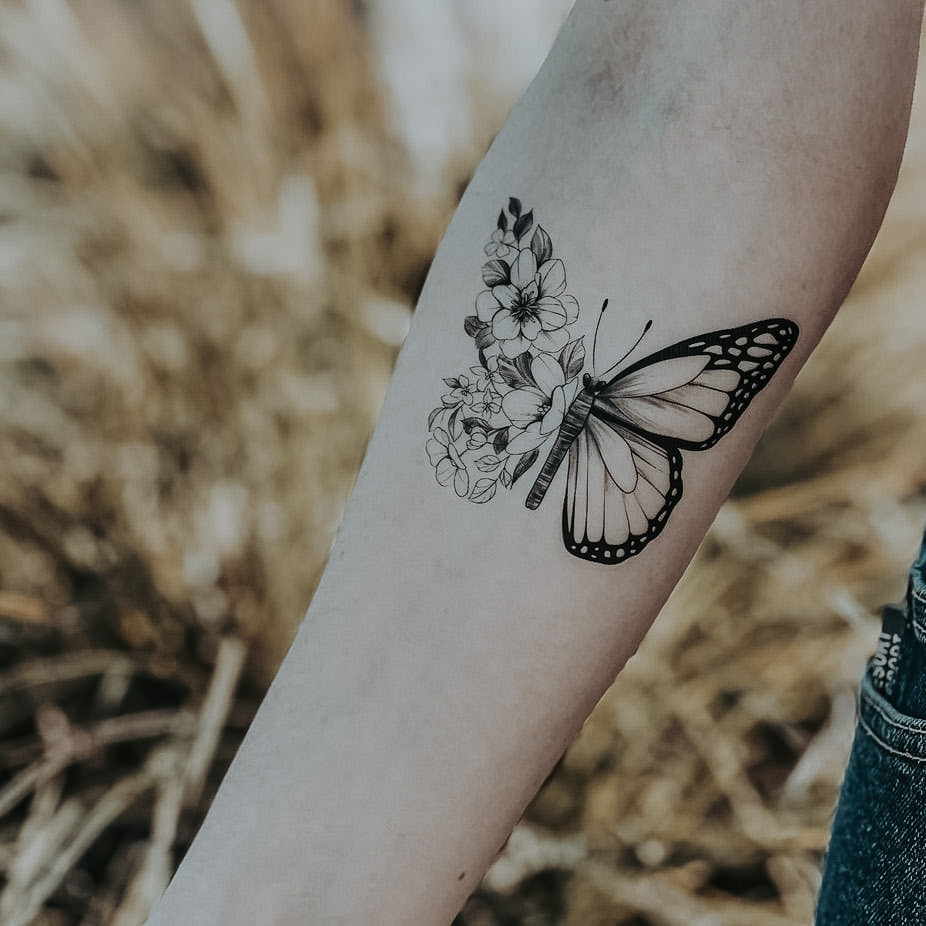 Floral Butterfly - Temporary Tattoo