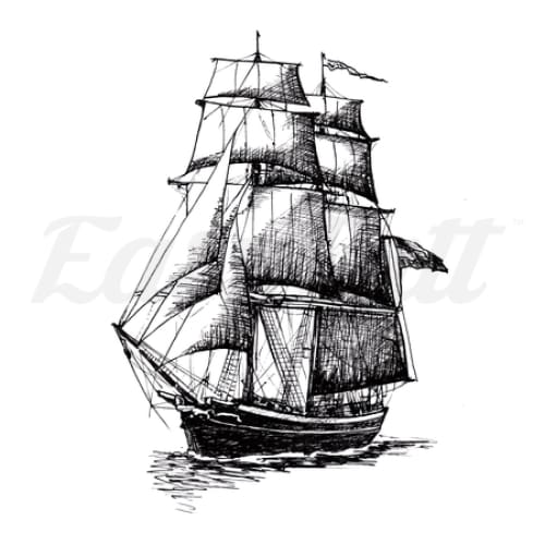 Fully Rigged Ship - Temporary Tattoo