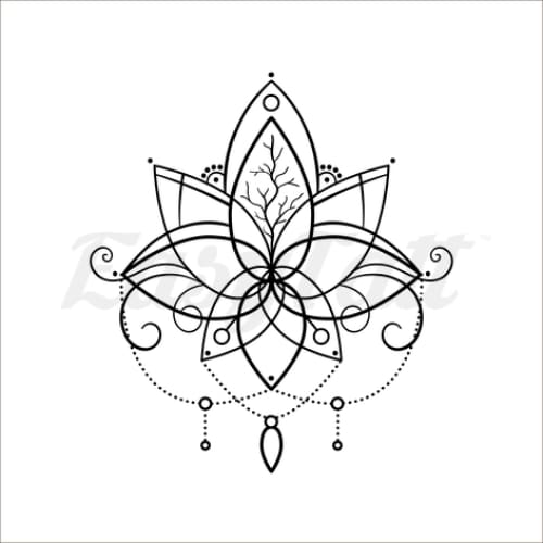 Lotus Flower and Beads - Temporary Tattoo