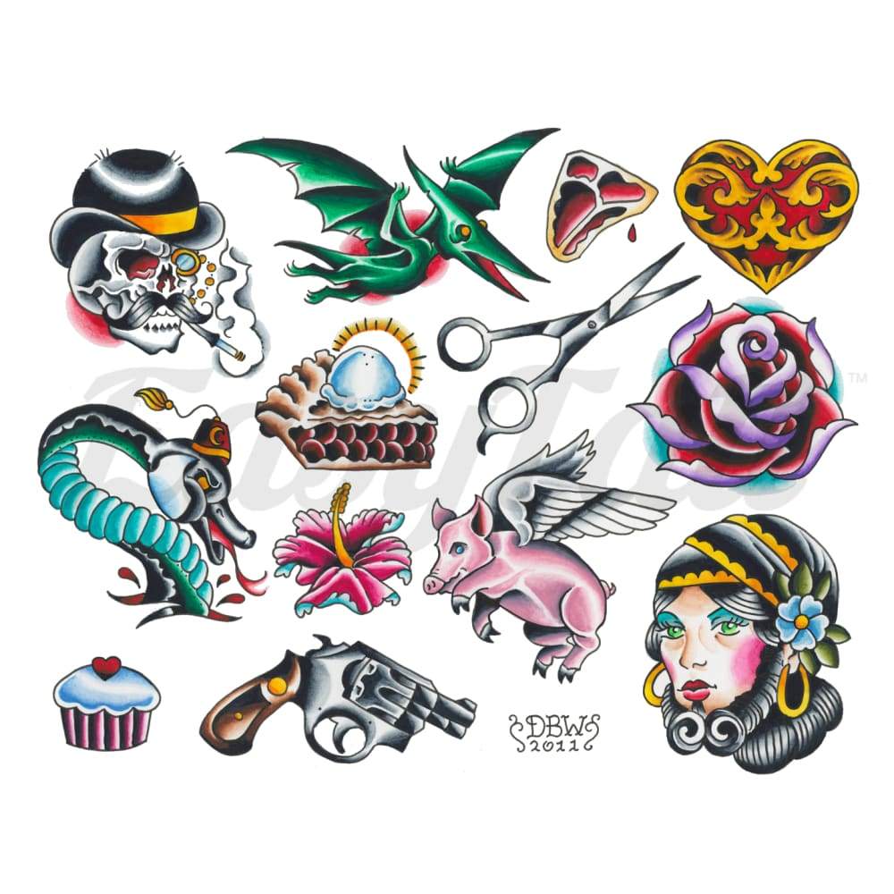 Traditional - By Derek Ward - Temporary Tattoo