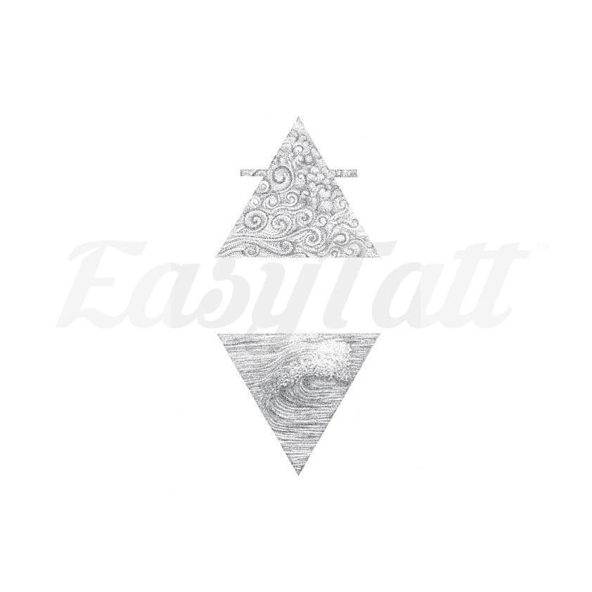 Wind and Water Elements - Temporary Tattoo